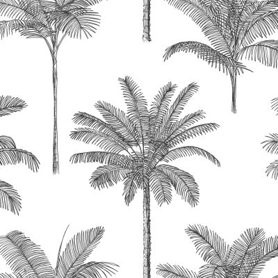 Estahome Palmbomen Behang - Zwart Wit