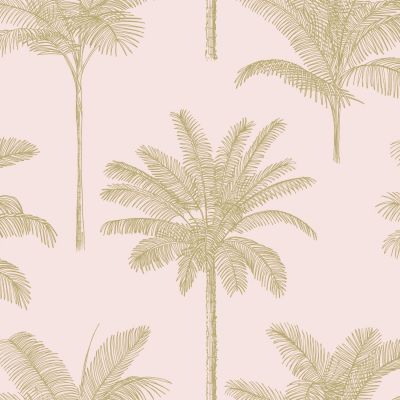 Estahome Palmbomen Behang - Roze/Goud