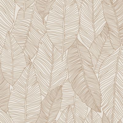 Estahome Getekende Bladeren Behang - Beige