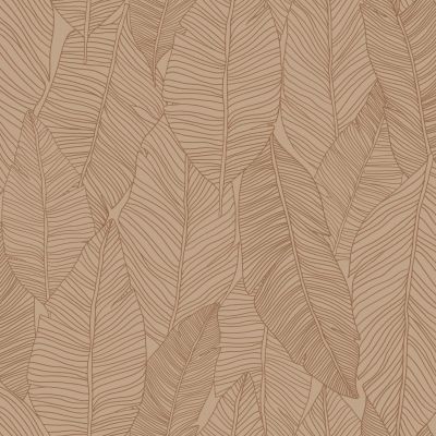 Estahome Getekende Bladeren Behang - Terracotta Roze