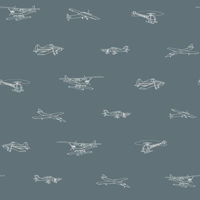 Estahome Helikopters en Vliegtuigen Behang - Vergrijsd Blauw