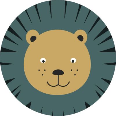 Estahome Dierenkoppen Zelfklevende Behangcirkel - Petrolblauw/Okergeel
