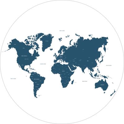 Estahome Wereldkaart Zelfklevende Behangcirkel - Blauw 