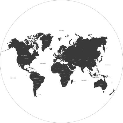 Estahome Wereldkaart Zelfklevende Behangcirkel - Zwart/Wit 