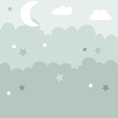 Estahome Wolken en Sterren Fotobehang - Mintgroen