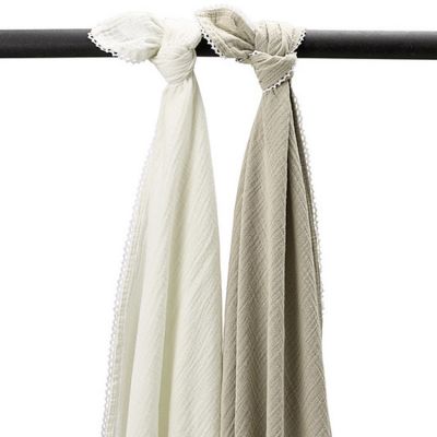 Meyco Baby Kant Multidoek - 2 Stuks - 120 x 120 cm - Pre-Washed Hydrofiel 