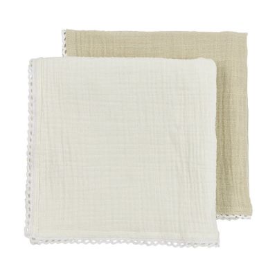 Meyco Baby Kant Pre-Washed Hydrofiele Doeken - 2 Stuks - 70 x 70 cm