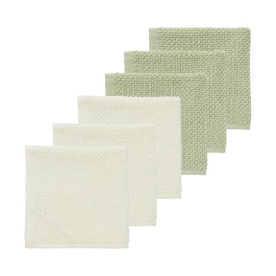 Meyco Baby Popcorn Monddoekjes - 6 Stuks - 30 x 30 cm - Naturel/Soft Olive