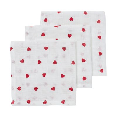 Meyco Sweet Heart Hydrofiele Monddoekjes - 3-Pack - Red