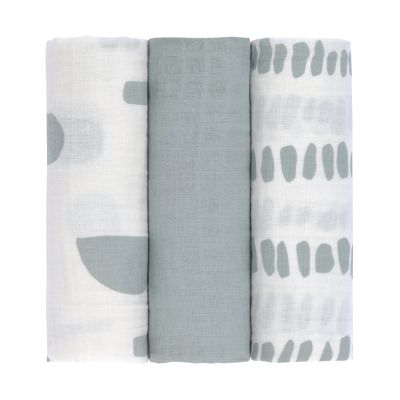 Lässig Hydrofiele Doeken - Strokes Silver Grey - 3 Stuks - 85 x 85 cm