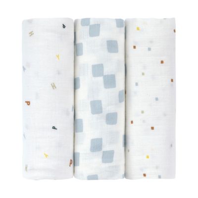 Lässig Swaddle &amp; Burp Doek L GOTS (3 stuks) - Happy Fruits