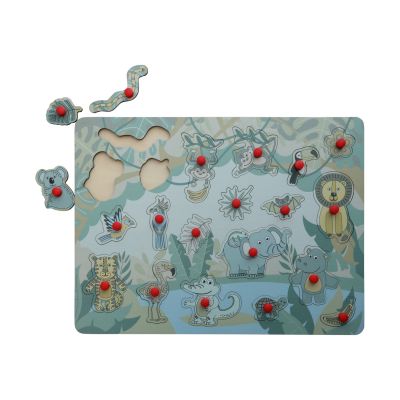 Jep! Kids Houten Knopjespuzzel - Jungle - Multicolor