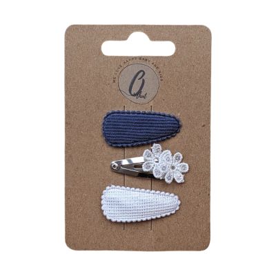 Ootje Kadootje Babyhaarclipjes - Rib Petrol &amp; Glitter/Flower - 3 stuks
