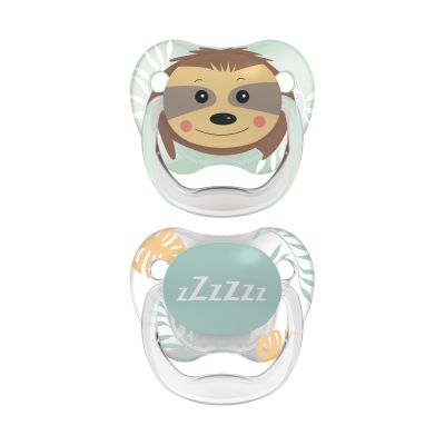 Dr. Brown&#039;s Animal Faces Fopspeen - Anatomisch - 2 Stuks - 6-12 Mnd - Sloth 