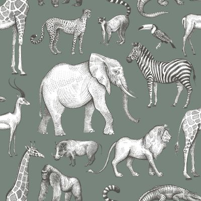 Estahome Jungle Dieren Behang - 0,53 x 10,05 m