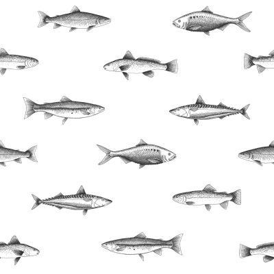 Estahome Pentekening Vissen Behang - 0,53 x 10,05 m