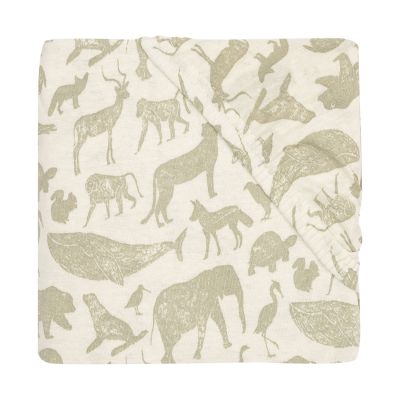 Jollein Jersey Animals Hoeslaken - Olive Green