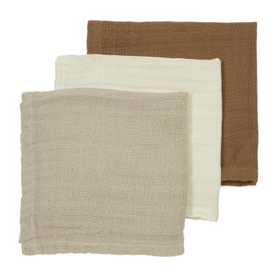 Meyco Monddoekjes - 3 Stuks - Uni - Offwhite / Sand / Toffee