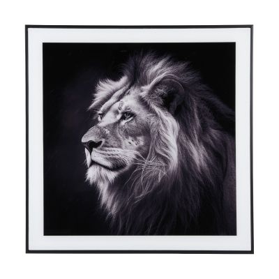 Present Time Photo Art Glas Lion - Zwart / Wit