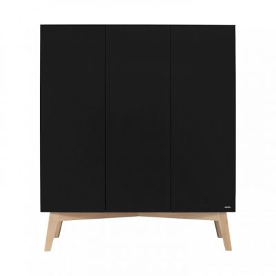 Kidsmill Sixties Kledingkast 3-deurs Zwart Mat / Naturel