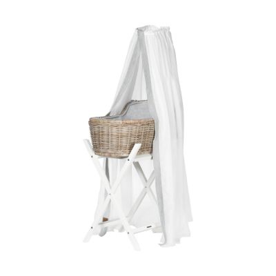 Kidsmill Moses Wieg Naturel / Wit - Bekleding Incl. Hemel Grijs