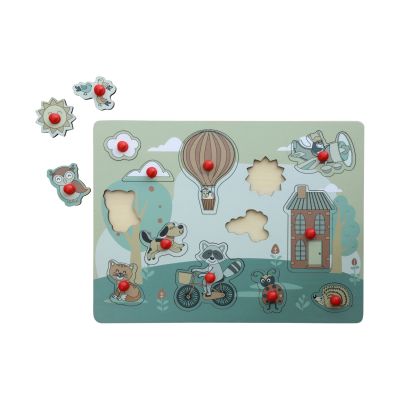 Jep! Kids Houten Knopjespuzzel - Garden - Multicolor