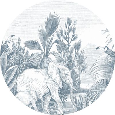 Estahome Behangcirkel - Jungle - Ã˜ 70 cm - Blauw