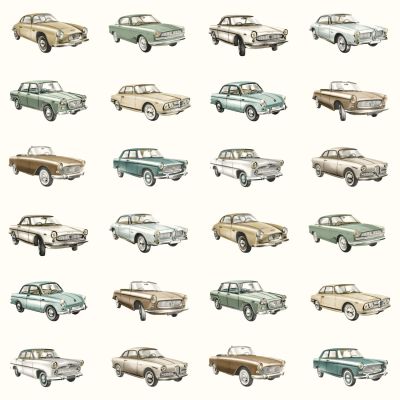Estahome Vintage Auto&#039;s Behang - 0,53 x 10,05 m - Beige