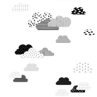 Estahome Wolken Fotobehang  - 1,5 x 2,79 m - Zwart / Wit