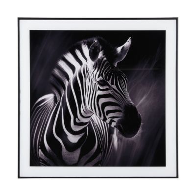 Present Time Photo Art Glas Zebra - Zwart / Wit