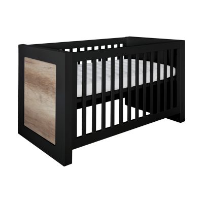 Kidsmill Long Island Babybed Zwart / Oldwood 70 x 140 cm