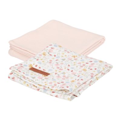 Little Dutch Hydrofiel Doek Flowers &amp; Butterflies / Pure Soft Pink 70 x 70 cm