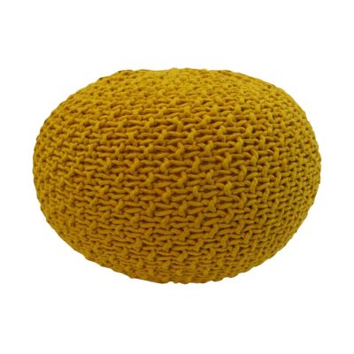 Overseas Barley Natural Knitted Poef Oker 30 x 50 cm