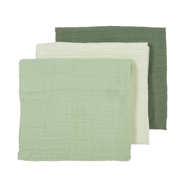 Meyco Luiers Uni - 3 Stuks - Offwhite / Soft Green / Forest Green