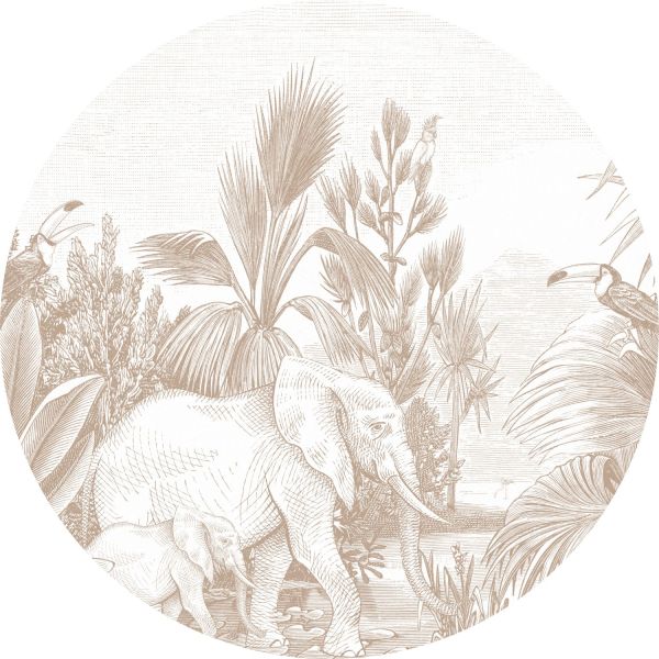 Estahome Behangcirkel - Jungle - Ø 70 cm - Beige