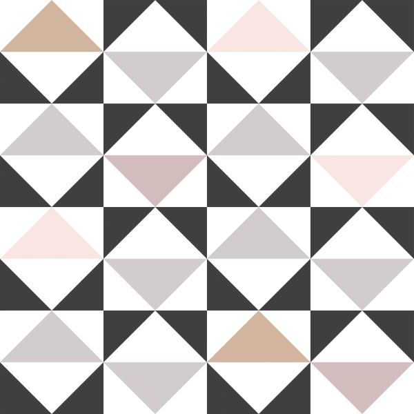 Estahome Grafische Driehoeken Behang - Wit / Zwart / Grijs / Roze