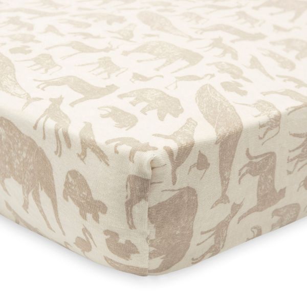 Jollein Jersey Animals Hoeslaken - 40 / 50 x 80 / 90 cm - Nougat