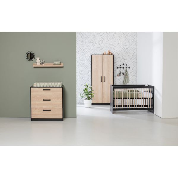 Europe Baby Nova Babybed Zwart Eiken 60 x 120 cm
