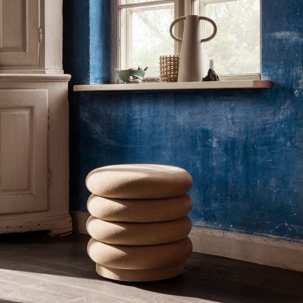 Ferm Living Faded Velvet Poef Beige