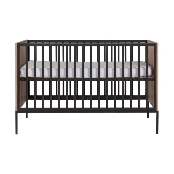 Kidsmill Vince Babykamer Black / Oak | Bed 60 x 120 cm + Commode Breed