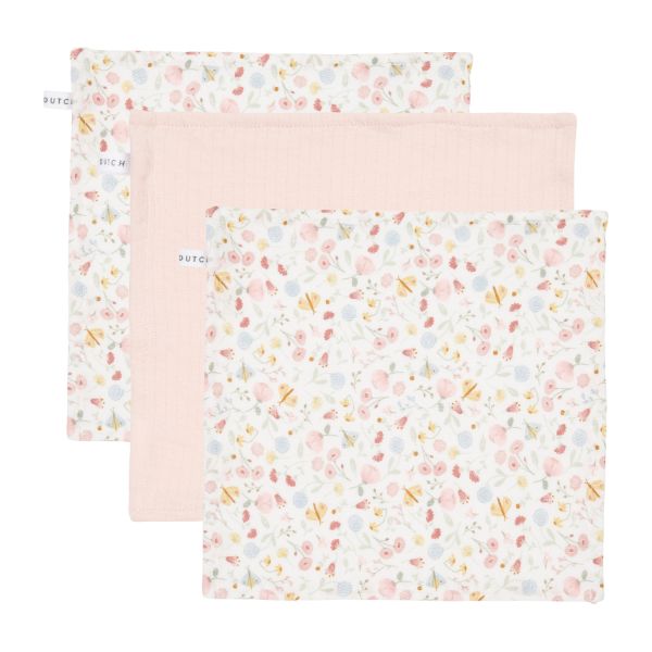 Little Dutch Mondoekjes Flowers & Butterflies / Pure Soft Pink 3 Stuks