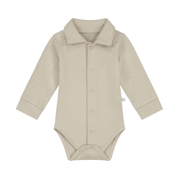 Mats & Merthe Noah Romper Met Kraag Lange Mouw light Brown 1 Mnd