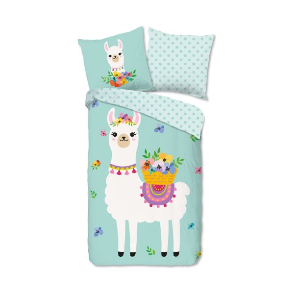 Muller Textiel Lama Dekbedovertrek Mint 140 x 200 / 220 cm