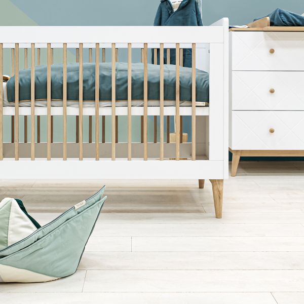 Bopita Paris Babykamer Wit / Eiken | Bed 60 x 120 cm + Commode