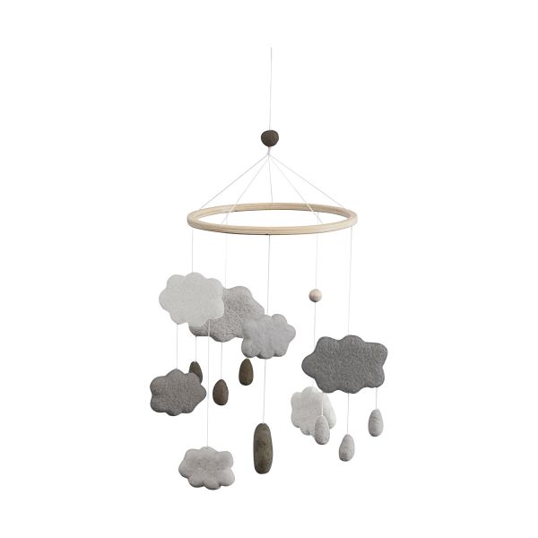 Sebra Clouds Babymobiel Warm Grey