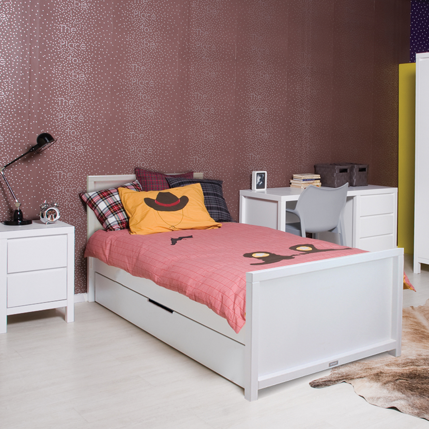 Bopita Corsica Kinderkamer Wit | Bed 90 x 200 cm + Bureau + Kast 3-Deurs